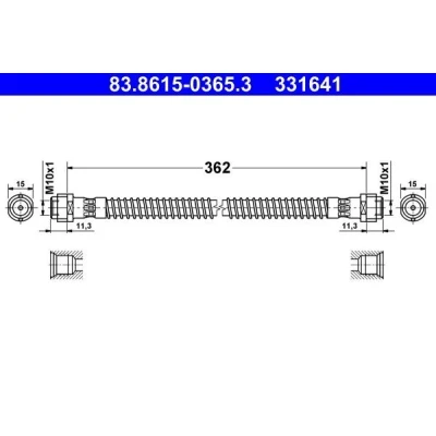 Bild av ATE 83.8615 0365.3 Flexible De Frein 362mm