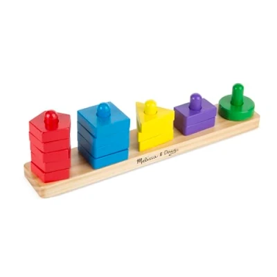Bild av Melissa &amp; Doug Stack and Sort Board , Wooden Stacking Toys Developmental Toy Motor Skills Montessori 3+, Gift for Boy or Girl
