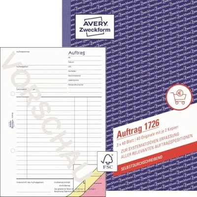 Bild av Avery Zweckform Orderformulär 40 ark A5 tredubbla självkopierande
