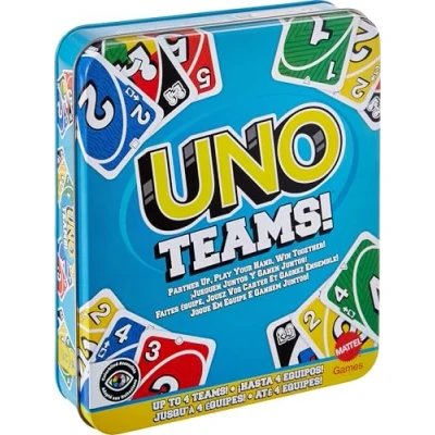 Bild av Mattel Games UNO Teams Kortspel för pojkar, flickor och vuxna, familjekvällar, fester resor, med särskilda regler att spela i lag två personer, JDM40