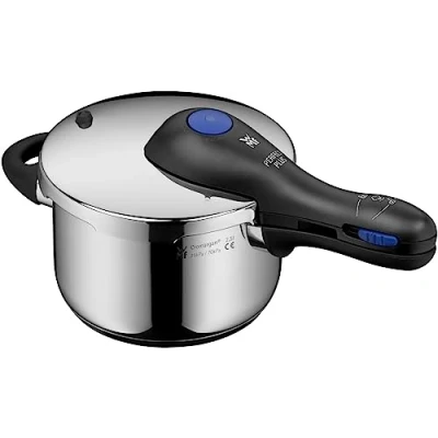 Bild av WMF Perfect Plus Snabbkokare Ø 18 cm diameter på 2 liter och en halv med flamskydd. Cromargan rostfritt stål för induktion