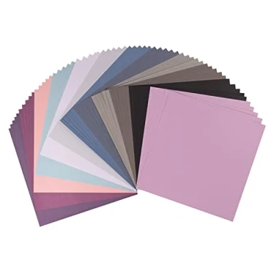 Bild av Vaessen Creative Florence Cardstock papper, färgblandning vinter, 216 gram/m², kvadratisk, 30,5 x cm, 60 stycken, släta, för scrapbooking, korttillverkning, stansning och andra pappershantverk