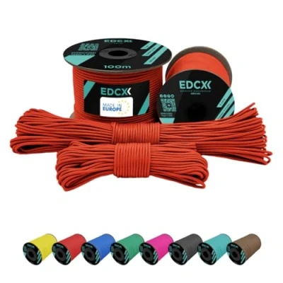 Bild av EdcX 2 mm Nylon Paracord 275 (50 och 100 m) 100% nylonrep, 3 tråds sladd, Nylonsnöre i många färger (Sofit Orange, 50
