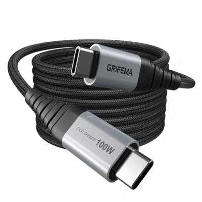 Bild av GRIFEMA USB C till kabel, 100 W [2m], QC 3.0 snabbladdning, flätad nylon, datakabel för Samsung S22, iPad Pro, MacBook, Google Pixel och mer