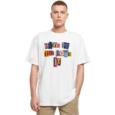 Bild av Upscale by Mister Tee HATE IT OR LOVE Tshirt med print, Storlek: Large, White