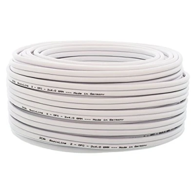 Bild av DCSk högtalarkabel 15m 2x4mm² 99,99% OFC ren koppar för Hifi högtalare boxkabel med polaritetsmarkeringar vit