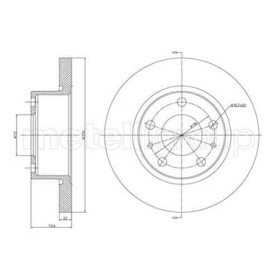 Bild av METELLI 23 0570 Disque de frein 276,0 22,0 5 73,1 plein IVECO: DAILY 3 Kasten/Kombi, 3, Bus