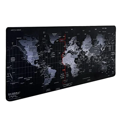 Bild av Hosimoln Gaming musmatta, stor musmatta storlek 80 x 30 cm tjocklek 3 mm, premium strukturerad halkfri och vattentät datormusmatta med sydda kanter för spel/kontor/hem Map002