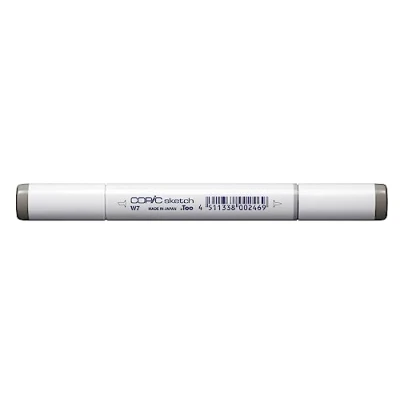 Bild av COPIC sketch märkpenna typ W 7, varm grå nr. professionell penselmarkör, med en superpenselspets och medelbrun spets