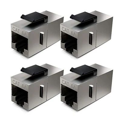 Bild av deleyCON 4x CAT6a Keystone Modul Patchkabel Kopplingskontakt Skärmad 2x RJ45 Uttag Nätverkspatchpanel Bracket Extension