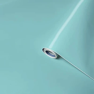Bild av Venilia självhäftande film enfärgad matt opalblå dekorativ möbelfolie tapeter film, PVC, utan ftalater, blå, 45 cm x 2 m, 160 µm (tjocklek: 0,16 mm), 54349