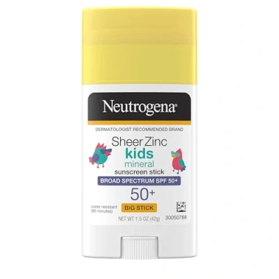 Bild av Neutrogena Sheer Zinc Oxide Kids Mineral Sunscreen Stick, Broad Spectrum SPF 50+ &amp; UVA/UVB Protection Water Resistant with Residue Free, No Mess Application, Oil Paraben oz