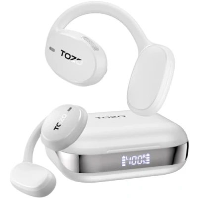 Bild av TOZO OpenEgo True Wireless Open Ear hörlurar, 5,3 Bluetooth sporthörlurar med öronkrokar för långtidsreproduktion digital display, dubbel mikrofon klart samtal, svettbeständiga löpträning