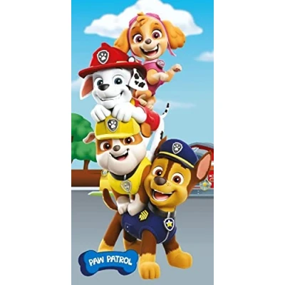 Bild av Jerry Fabrics Paw Patrol barn snabbtorkande bad strand badhandduk tillverkad av 100 % bomull, blå, 70 x 140 cm