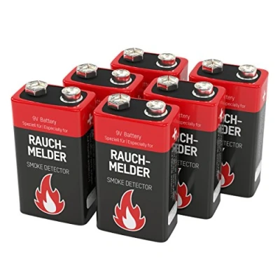 Bild av Ansmann Batteri speciellt för rökdetektorer, brandlarm, kolmonoxidgasdetektorer, lång livslängd, 6LR61, 6AM6, MN1604 alkaliskt batteri, 9 V, E Block 7 års livslängd