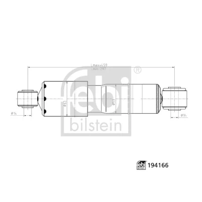 Bild av FEBI BILSTEIN 194166 stötdämpare Bakaxel höger, vänster Gastryck 459mm 297mm Tvårörs Teleskop övre ögla, nedre ögla
