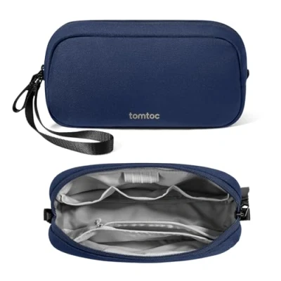 Bild av tomtoc Kabelarrangör väska, elektronik EDC tillbehör kabelväska kabelarrangör, resetillbehör resväska arrangör tech pouch present för mobiltelefon strömförsörjning, laddkabel,