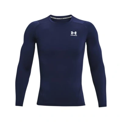 Bild av Under armour herr tajt funktionell skjorta, långärmad tröja som andas hg comp l, midnatt marinblå / vit, 3XL