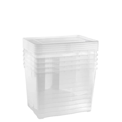 Bild av Grizzly förvaringsboxar 5 x 20 L medelhöga med transparent lock stapelbara transparenta boxar ventilation