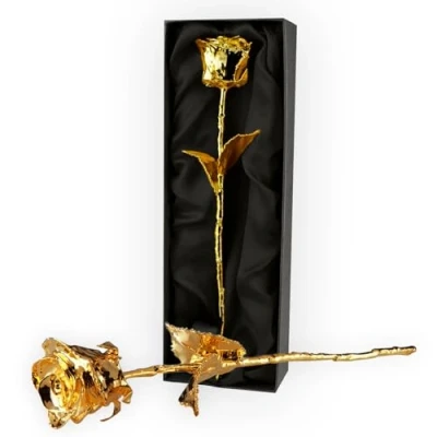 Bild av mikamax Gyllene ros 24 karats äkthetsintyg lyxig box nedsänkt i guld 30 cm