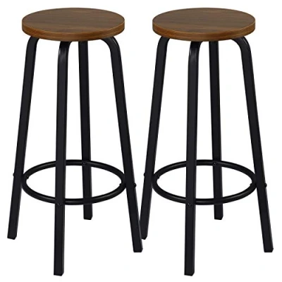 Bild av WOLTU BH237hei 2 barpall 2X bistropall diskpall gjord av MDF och metall runt sits naturligt ljus ek