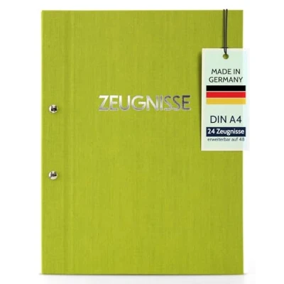 Bild av goldbuch 36005 certifikatmapp Colours, DIN A4, dokumentmapp med skruvlock och 12 genomskinliga fickor, utbyggbar mapp linnestruktur, pärla, orgamapp, grön, 31 x 24 cm