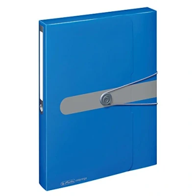 Bild av Herlitz Samlingslåda A4 PP med ryggetikett, 1 st designtryck, ryggbredd 4 cm, ogenomskinlig blå
