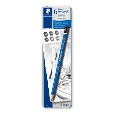 Bild av STAEDTLER 100 G6 Zeichenbleistift Mars Lumograph (Sechskantform, unglaublich bruchfeste Premium Bleistifte, hohe Qualität Made in Germany, 6 Härtegrade, Metalletui)