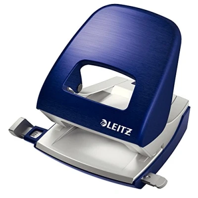 Bild av Leitz hålslagning, 30 ark, styrstång med formatmarkeringar, metall, stilintervall, 50060069 Titanblå