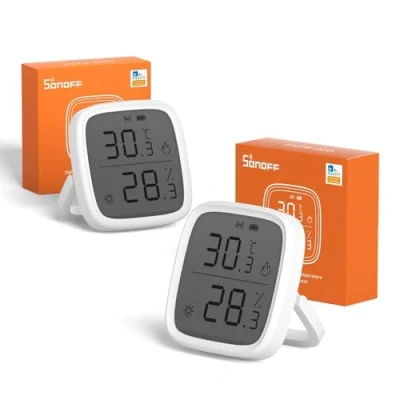 Bild av SONOFF SNZB 02D Mini ZigBee temperatur och fuktighetssensor, inomhushygrometertermometer, LCD skärm, kompatibel med Alexa/Google Home, 2 pack