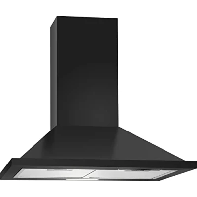 Bild av Bomann DU 7608 köksfläkt 60 cm bred, tyst fläkt av rostfritt stål, frånluftsdrift, cirkulation, köksfläkt: 339 m3/h, vägghuva inkl. 2 filter, med LED belysning, svart
