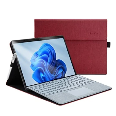 Bild av Omnpak fodral för Surface Pro 8 surfplatta, businessfodral med pennhållare, justerbar multivisningsvinkel, kompatibel Type Cover tangentbordet