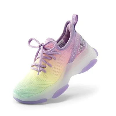 Bild av DREAM PAIRS Sport sneakers för pojkar och flickor Walking skor små barn stora barn,Size 32,Regnbåge/Lila,SDFS2303K
