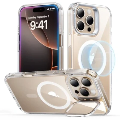Bild av ESR för iPhone 16 Pro Max fodral, kompatibelt med MagSafe, skyddsfodral i militärkvalitet, inbyggt ställ telefonfodral, repbeständigt bakskydd, klassisk serie, klar