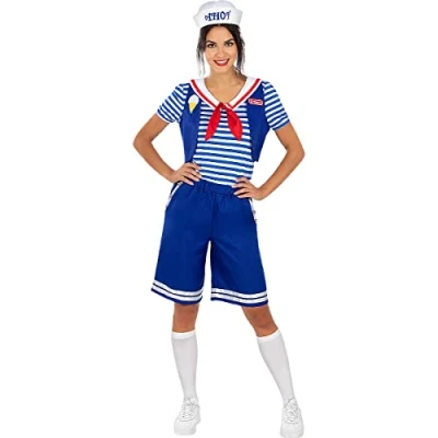 Bild av Funidelia Maskeraddräkt Robin Ahoy Stranger Things Officiell Netflix för dam vuxen och roliga tillbehör fester, karneval Halloween Storlek S M