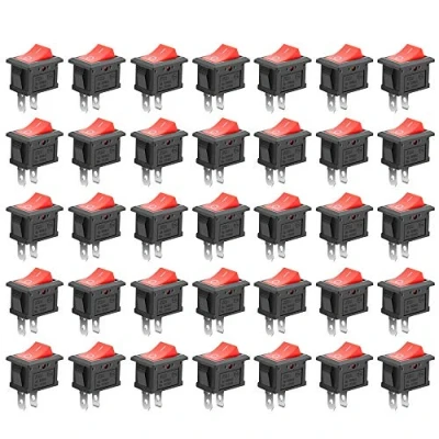 Bild av GTIWUNG 35 st biltryckknappsbrytare, brytare, bilbrytare, brytare 10 A/125 V, 6 A/250 SPST på/av, minibrytare, elektronisk minibrytare för bilar, båtar, hushållsapparater, röd