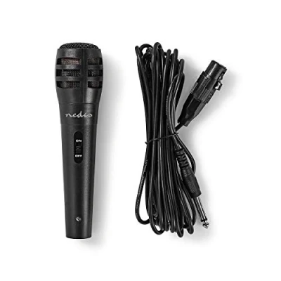 Bild av NEDIS trådbunden mikrofon Kardioid Avtagbar kabel 5,00 m 80 Hz 12 kHz 600 Ohm 75 dB ON/OFF omkopplare ABS/Aluminium Svart