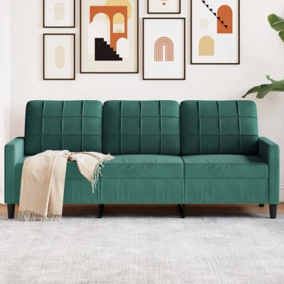 Bild av vidaXL 3 sitssoffa mörkgrön 180 cm sammet, sitssoffa, tresitssoffa, sitssoffor, tresitssoffor, sits soffa