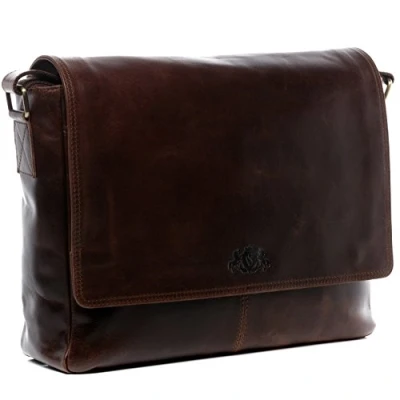 Bild av SID &amp; VAIN® stor kurirväska unisex axelväska Eton passar 15,4 tum laptop iPad fil kurir cross body väska kvinnor och män läder Premiumkvalitet