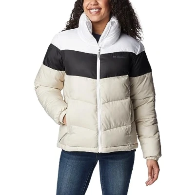 Bild av Columbia Puffect Color Blocked dunjacka, Mörk sten, svart, vit, S dam,