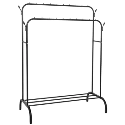 Bild av SPRINGOS STÄNDER METALL Loft klädhängare 146 cm + 2 klädstänger 3 stänger för skor extra krokar väskor och accessoarer loftdesign