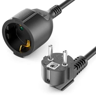 Bild av deleyCON 10m Förlängningssladd Strömsladd Nätsladd Förlängning Skyddskontakt Kontakt Typ F (CEE 7/4) 90 Vinklad mot Uttaget 7/3) Kontaktskydd TV PC Dator Projektor Svart