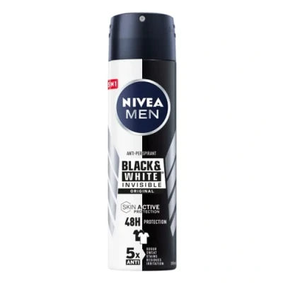 Bild av Nivea MEN Black &amp; White osynlig original luftfräschare för män, 6 pack x 150 ml, anti halon, andas, fräsch 48 H