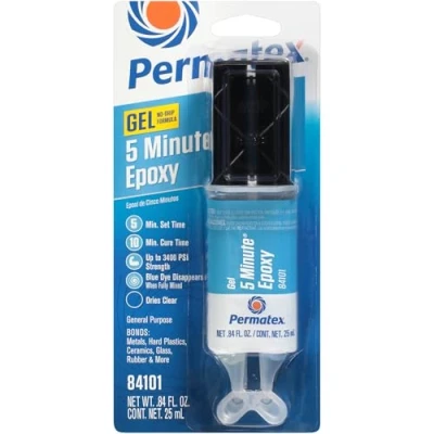 Bild av Permatex 84101 5 minuters epoxy gel, droppfri formel för rörfri applikation, vattentålig icke krympande formel, ingen fastspänning krävs 1 x 25 ml