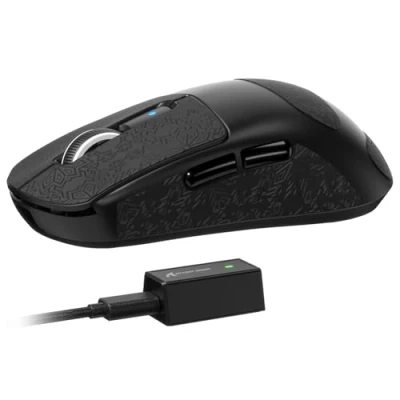Bild av ATTACK SHARK R6 trådlös 8 KHz spelmus, SUPERLIGHT 39 g, Nordic 52840 MCU, PixArt PAW3950MAX spelsensor, BT/2.4G/trådbunden, 42000 DPI, optiska mikrohäxor (100 m klick), PC/Mac (svart+tejp)
