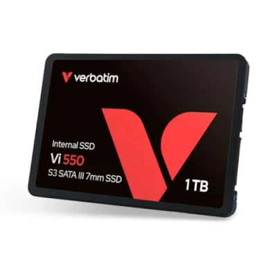 Bild av Verbatim Vi550 S3 SSD, intern SSD enhet med 1 TB datalagring, solid state 2,5 tums SATA III gränssnitt och 3D NAND teknik, svart
