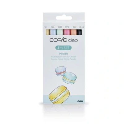 Bild av COPIC Ciao färgad markörpenna 5 + 1 set pasteller, för konst och hantverk, färgning, grafik, highlighter, design, anime, professionella nybörjare, konsttillbehör målarböcker