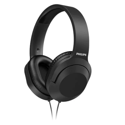 Bild av Philips H2005BK/00 Over Ear Stereo Hörlurar Trådbundna (2 m Kabel, 40 mm Neodymelement, Passiv Brusreducering, Justerbart Huvudband, Lätt) Svart 2020/2021 Modell