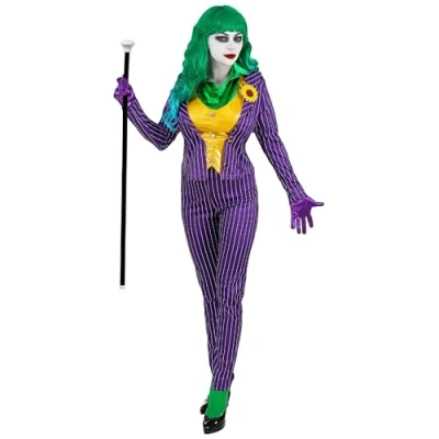 Bild av W WIDMANN MILANO partymode ond clownkostym för kvinnor, clown, cirkus, jester, joker, skräck, psyko, halloween, karneval, temafester