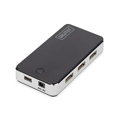 Bild av DIGITUS USB 2.0 HUB 7 Port 7x A 480 Mbit/s 1x B mini inkl. till kabel &amp; strömförsörjning Plug Play svart